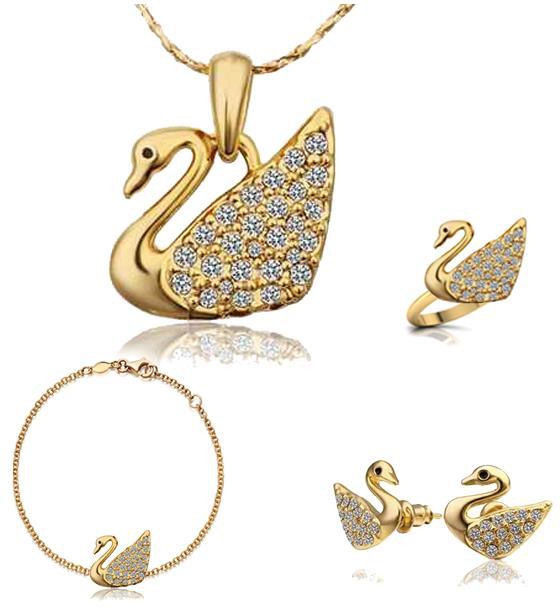 18K Gold Plated Swan-Shaped Trendy Jewellery Set for Women