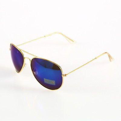 Gold Frame - Blue Lens Aviator Sunglasses