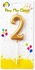 Party Time Gold Number 2 Birthday Candle Kids Adult Birthday Cake Decoration - Number Candle For Anniversary, Valentines Birthday Candle Cake Topper