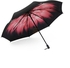 Double Layer Daisy Pattern Three Folding Manual Anti-UV Windproof Sun Rain Umbrella Pink