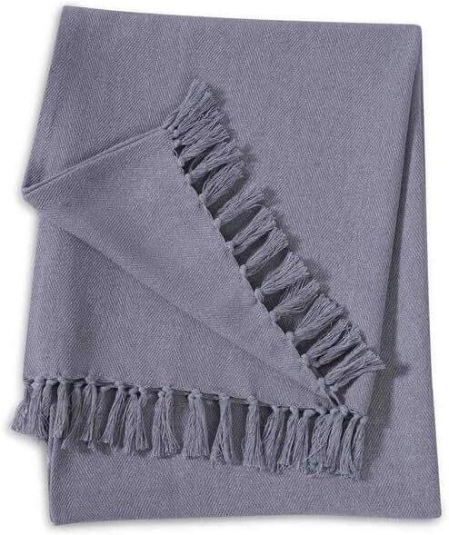 PAN Home Maeve Throw With Fringes 130x170cm - Grey