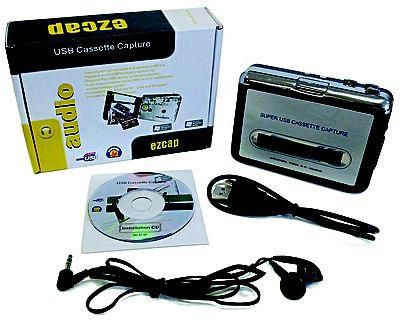 ezaRweaR Tape to PC - Super USB Cassette-to-MP3 Player Converter With USB Cable, Headphones & Software