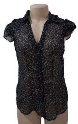 Black Chiffon Blouse With Floral Patterns