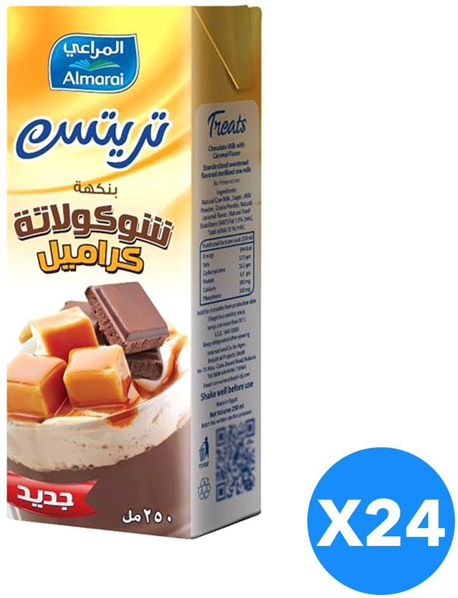 Almarai Milk trets Flavored with chocolate and Caramel - Set of 24 pcs, 250 ml