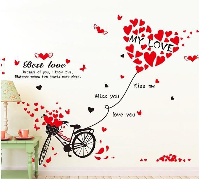 MEMORiX Removable Wall Decor Sticker - Rose Sweet love Cycling Flowers