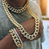Fashion Cuban Miami Iced Necklace Men Chain - Silver