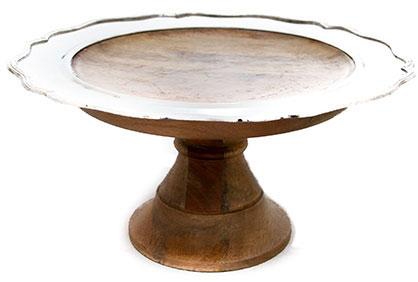 Metal Borders Wooden Base Cake Stand