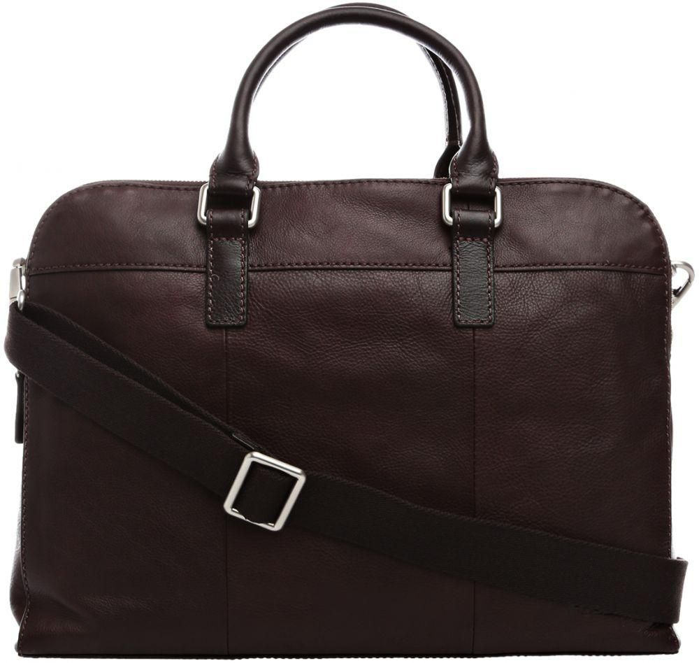 Fossil MBG9063200 Mercer Double Zip Workbag Messenger Bag for Men - Leather, Dark Brown