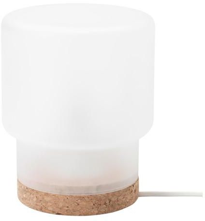 SINNERLIG Table lamp, frosted glass, cork