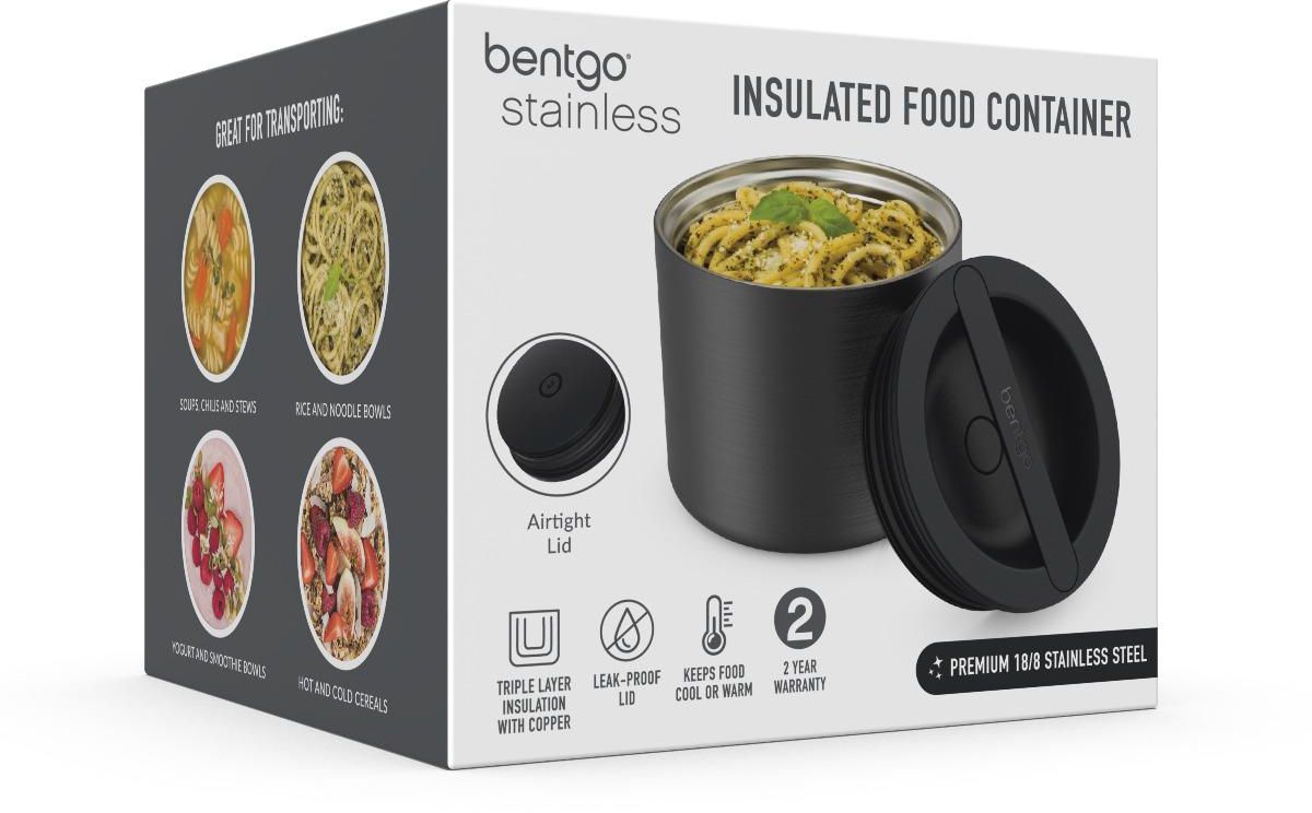 Bentgo - Stainless Steel Insulated Food Container - Carbon Black- Babystore.ae