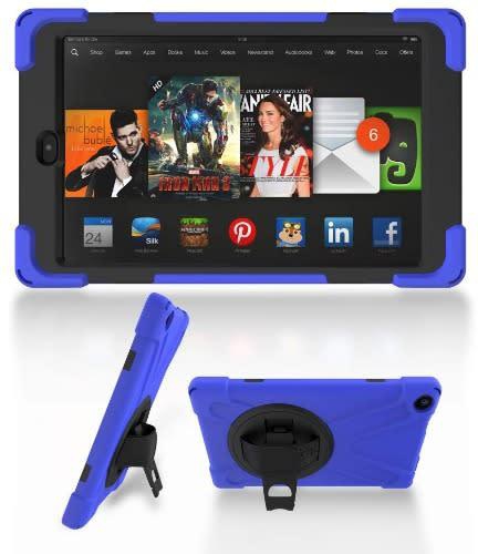 Amazon Fire Hd Tablet - 8" - 2GB RAM - 16GB ROM + Blue Rotating Proof Case