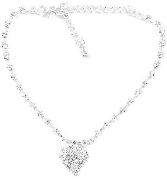 Allwin Fashion Crystal Rhinestone Ankle Bracelet Heart Love Pendant Chain Link Jewelry
