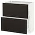 METOD / MAXIMERA Base cabinet with 2 drawers, black, Kungsbacka anthracite, 80x37 cm