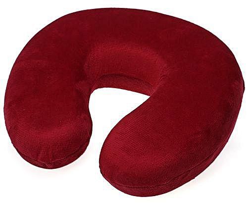 Elikang U Shaped Slow Rebound Memory Foam Travel Neck Pillow For Office Flight Traveling - Deep Red