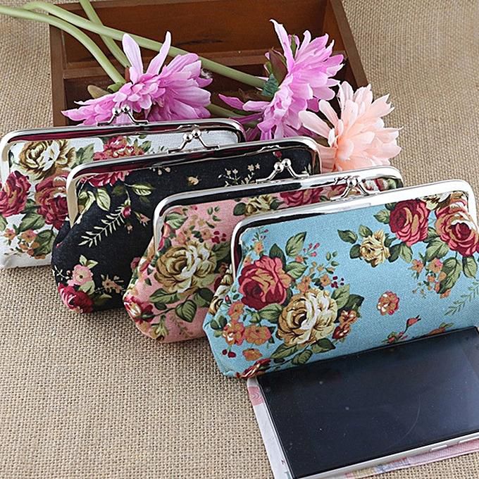 Generic Elegant rose canvas Mini coin purses zero wallet child girl women change purse