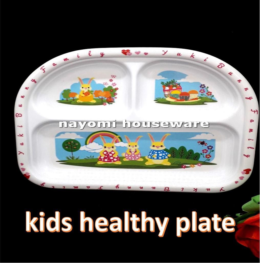1 Piece Thickness Melamine Plate With 3 Partition Best for Kids Healthy (White)