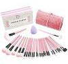 Makup Brushes Start Makers 32+1 Pieces Professional Makeup Brush Set with Purple Beauty Blender and Gift Box - Pink