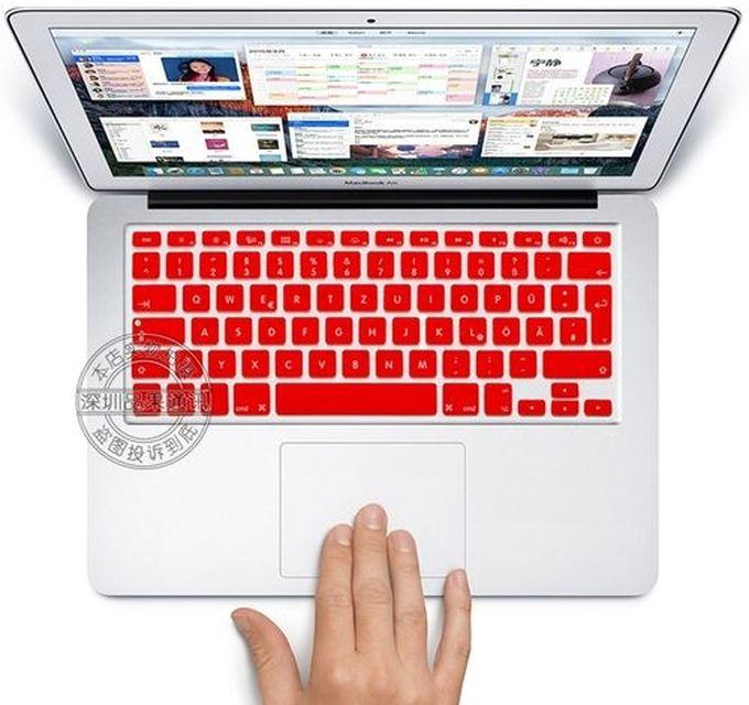 Coosybo 13" Air Skin, EURO Type German Silicone Keyboard Cover For 2008-2015 Macbook 13.3" 15" Pro Reitna/Imac G6, Red
