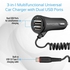 Promate Car Charger, Ultra-Fast 3.4A Dual USB Car Charger With built-in 1.8M USB Type-C Coiled Cable, Smart LED Indicator and Over-Heating Protection for Smartphones, Tablets, GPS, MP3 Player, proCharge-C2