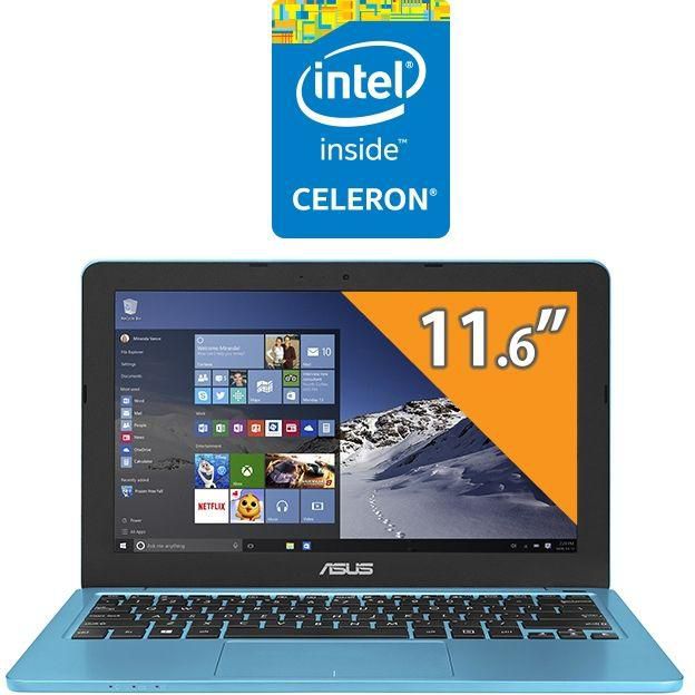 ASUS EeeBook E202SA Laptop - Intel Celeron - 2GB RAM - 500GB HDD - 11.6" HD - Intel GPU - DOS - Thunder Blue