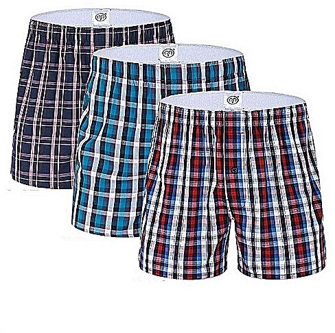 Fashion Men's Under Wear Boxer Shorts Pure Cotton - 3pcs (Colors May Vary)