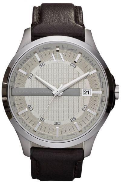 ساعة ارماني اكستشينج فضية للرجال بسوار من الجلد - AX2100
