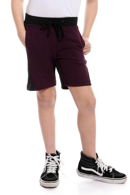 Kady Boys Bi-Tone Slip On Pique Shorts - Eggplant & Black