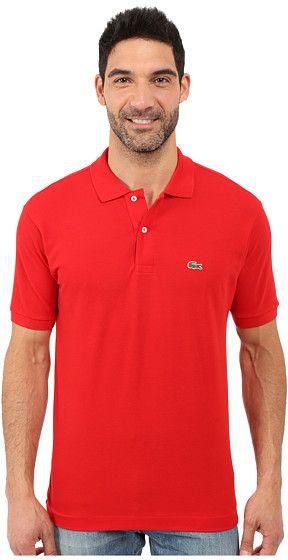 Lacoste Red Cotton Shirt Neck Polo For Men