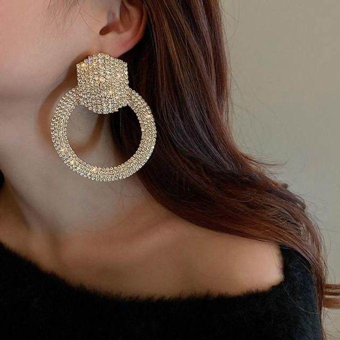 Trendy Non Tarnish Shiny Big Circle Pendant Earings For Women Dangle Earrings