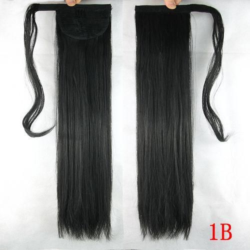Generic 60cm 24inch Ponytail Extensions Straight For Women 100g High Temperature Fiber Pony Tail Extensions - 1B