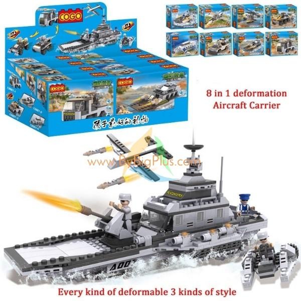COGO Building Block Military Aircraft Carrier Model (8 in 1)