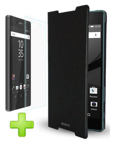 Speeed Style Cover for Sony Xperia Z5 Premium\Plus - Black + Glass Screen Protector