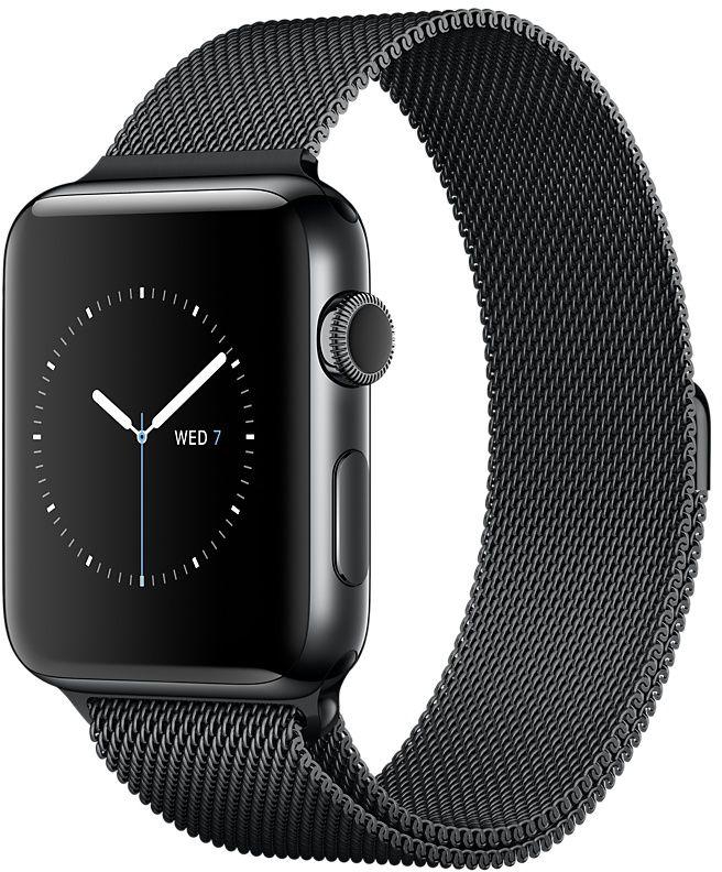 Apple Watch Series 2 - 42mm Space Black Stainless Steel Case with Space Black Milanese Loop, OS 3 - MNQ12