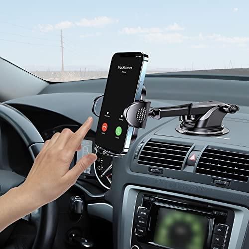 Car Phone Holder, Long Arm Suction Cup Holder, Mobile Phone Holder For Car Dashboard, Windshield, and Air Vent. Car Accessories Interior Compatible with All Mobiles & Car Air Freshener (Long Arm)