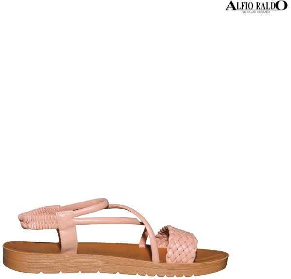 Alfio Raldo Comoda Crossed Patterned Strap Open Toe Sandals (Pink)