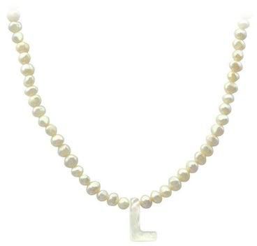 10 Karat Gold With Pearls Strand Letter L Necklace
