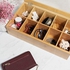 Navaris Bamboo Tea Box - Chest Organiser with 10 Compartments for Tea Bags - Wooden Case Container with Transparent Lid for Individual Tea Bag Storage
