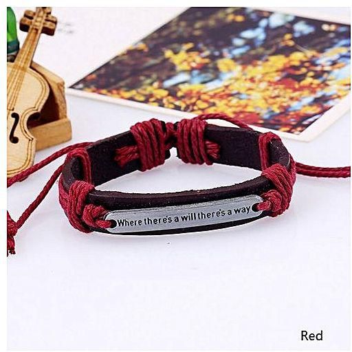 WHERE THERE/'S A WILL THERE/'S A WAY Adjustable Cord Leather Bracelet SOL