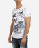Contrast Round Neck Printed T-Shirt - White