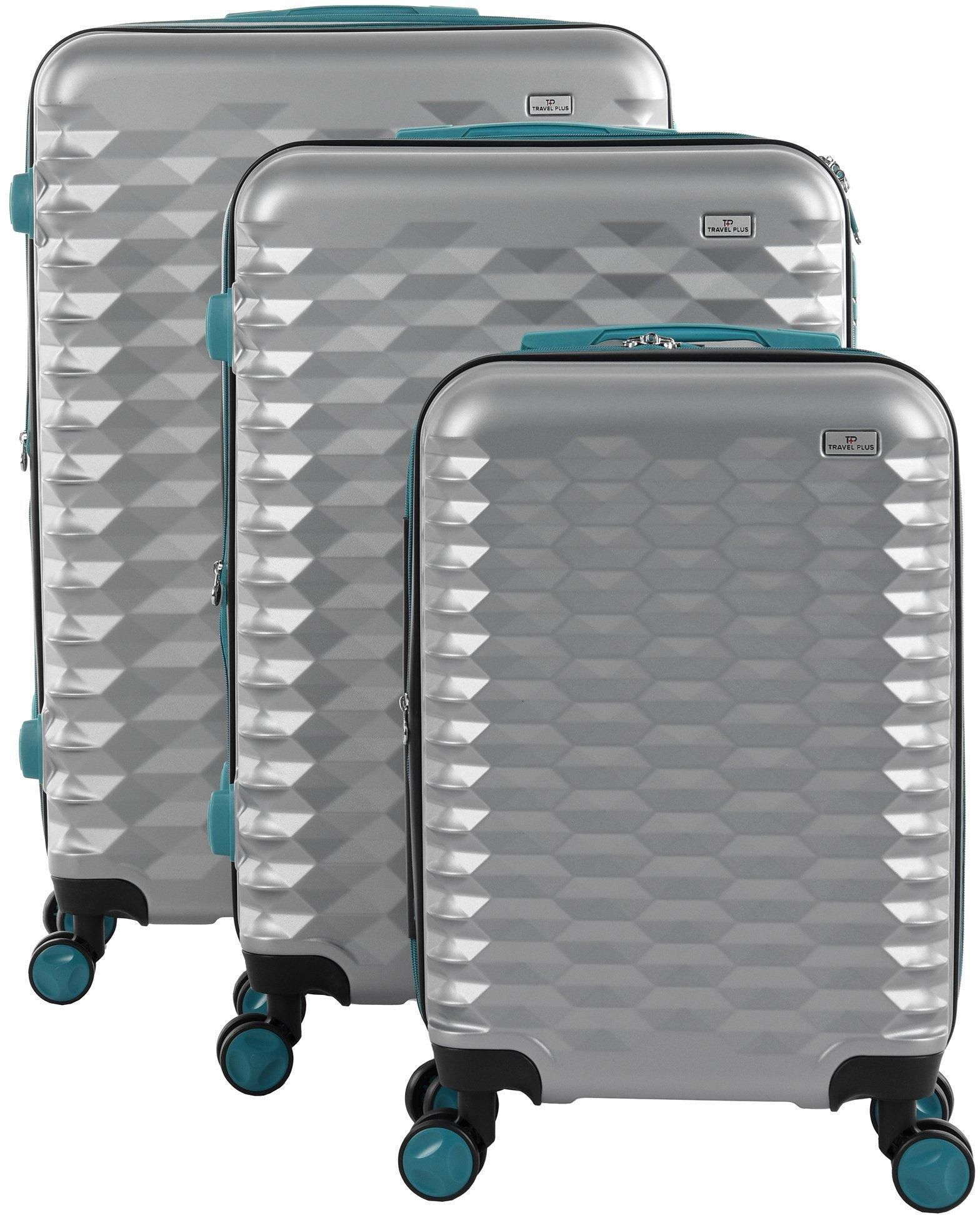 Travel Plus, Honey Comb Set Of 3 Luggage Trolley Case 20/26/30, Grey
