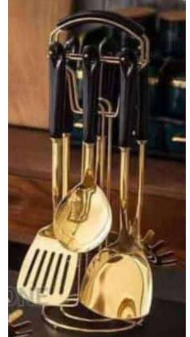 Spoon, Gold Spoon Set -6pcs,Golden Cooking Spoon