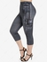 Plus Size 3D Jeans Printed High Waisted Capri Leggings - 1x | Us 14-16