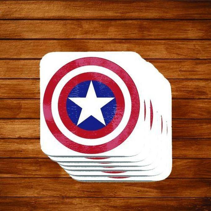حامل اكواب كوستر خشب مطبوع 10 قطع - Captain America's shield