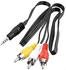 3.5mm Male to 3 RCA Audio Video Male AV Camcorder Cable Black