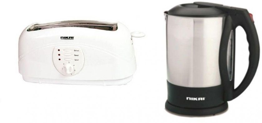 Nikai 4 Slice Cool Touch Toaster 1400 W, NBT531- WITH Stainless Steel Kettle- NK562N