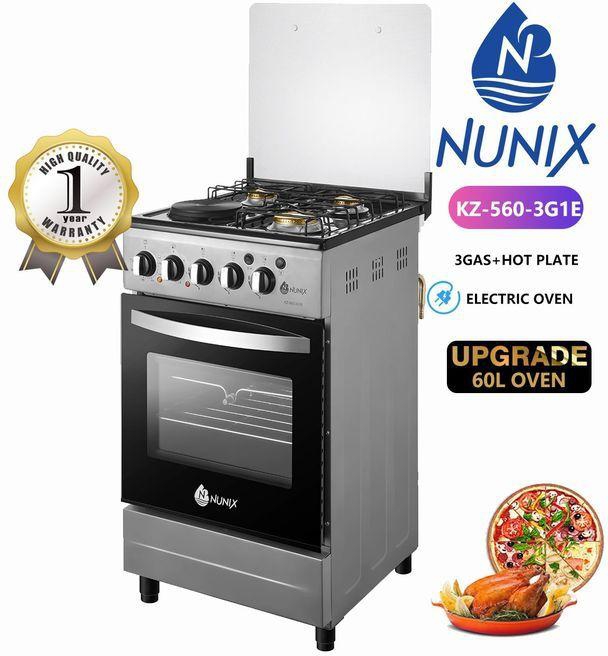 Nunix PREMIUM 3 Gas + 1 Electric Classy FREE STANDING Cooker WITH 60LT OVEN