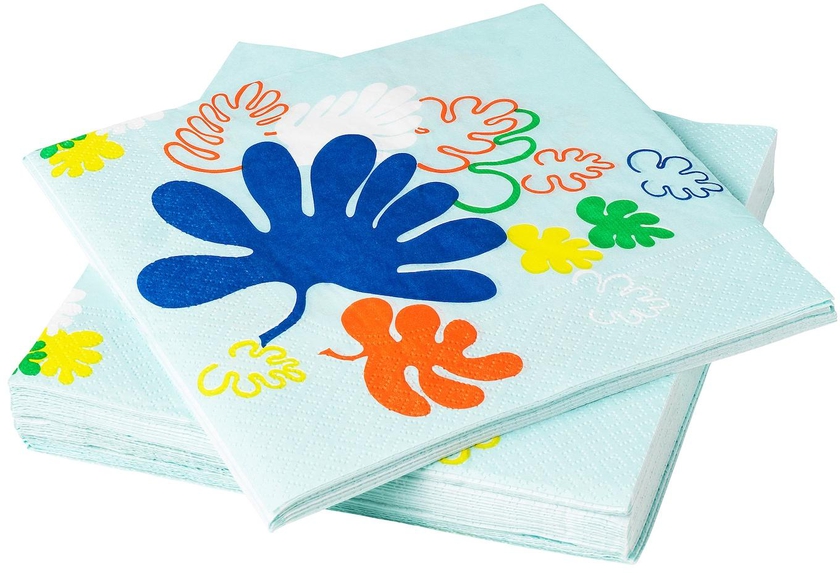 ROSTVINGE Paper napkin - multicoloured, light leaf pattern 33x33 cm