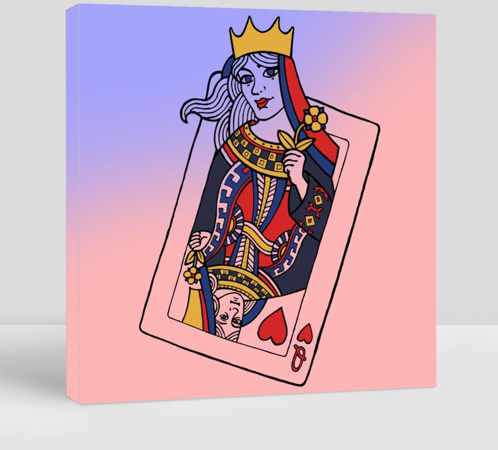 Alive Playing Card of the Queen of Hearts Custom Canvas Decorations