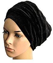 Easy To Wrap Black Velvet Turban For Ladies