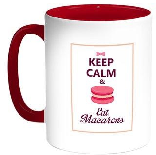 Keep Calm And Eat Macarons Printed Coffee Mug Red/White